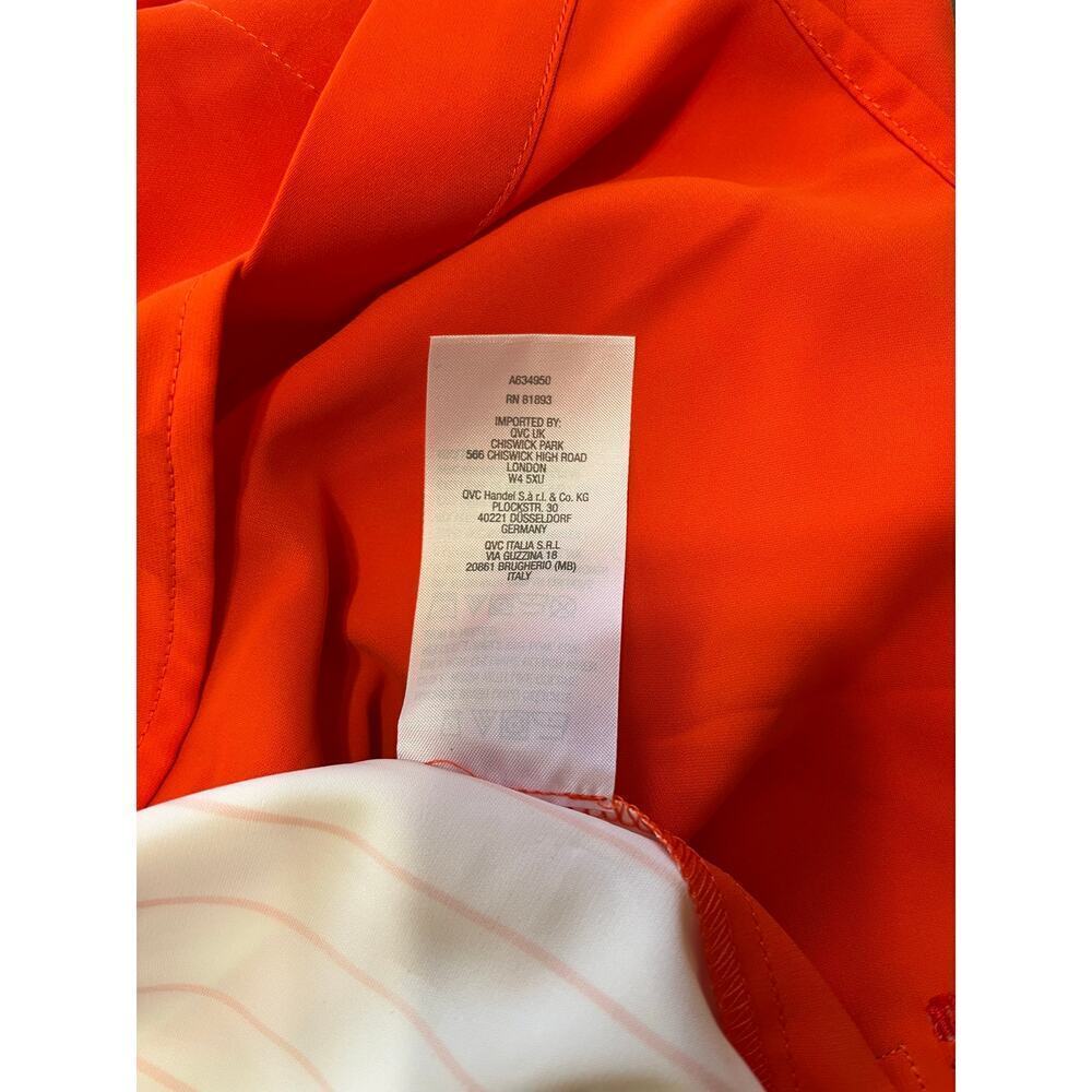 Peace Love World Women's Relaxed Woven Button Up Shirt, Orange, Size XXS - Picture 8 of 11